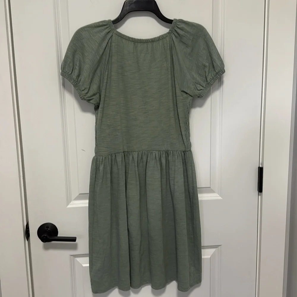 Gap Girl Smocked Front Short Sleeve Square Neck Knee Length Dress size XXL 14/16